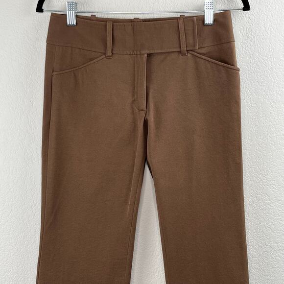 Max Studio Mid-Rise Straight Leg Stretchy Brown Pants NWT Size 0 - Picture 4 of 13